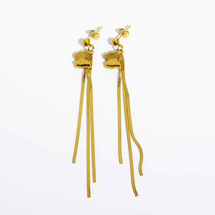 1 paire de boucles d'oreilles pendantes en acier inoxydable plaqué or 18 carats, Style Simple et doux, plaqué papillon