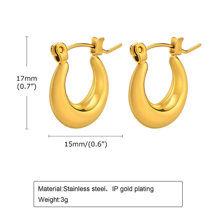 1 Pair French Style Simple Style Solid Color Plating Stainless Steel  Hoop Earrings