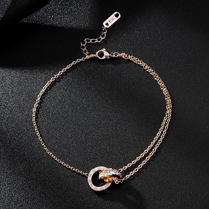 Style Simple Cercle Titane Acier Incrustation Strass Bracelets 1 Pièce