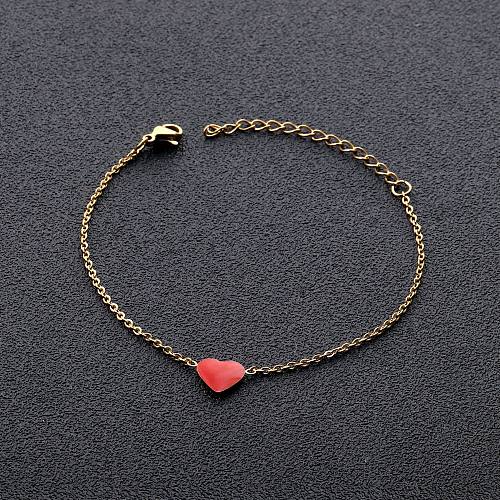 Simple Style Heart Shape Stainless Steel Enamel Plating Bracelets