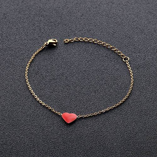 Simple Style Heart Shape Stainless Steel Enamel Plating Bracelets