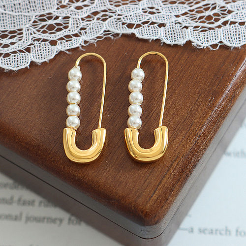 Fashion Solid Color Stainless Steel Earrings Pearl Plating Stainless Steel  Earrings