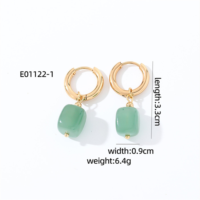 1 Pair Casual Vintage Style Simple Style Square Plating Stainless Steel  Natural Stone Drop Earrings