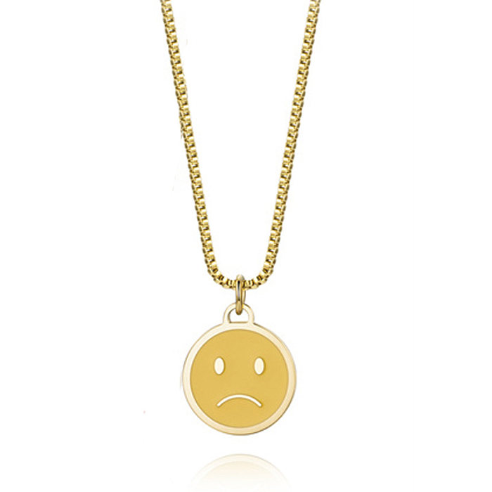 Style simple et décontracté Smiley Face Emoji Face Acier inoxydable Acier inoxydable Plaqué or 14 carats Collier pendentif plaqué or en vrac