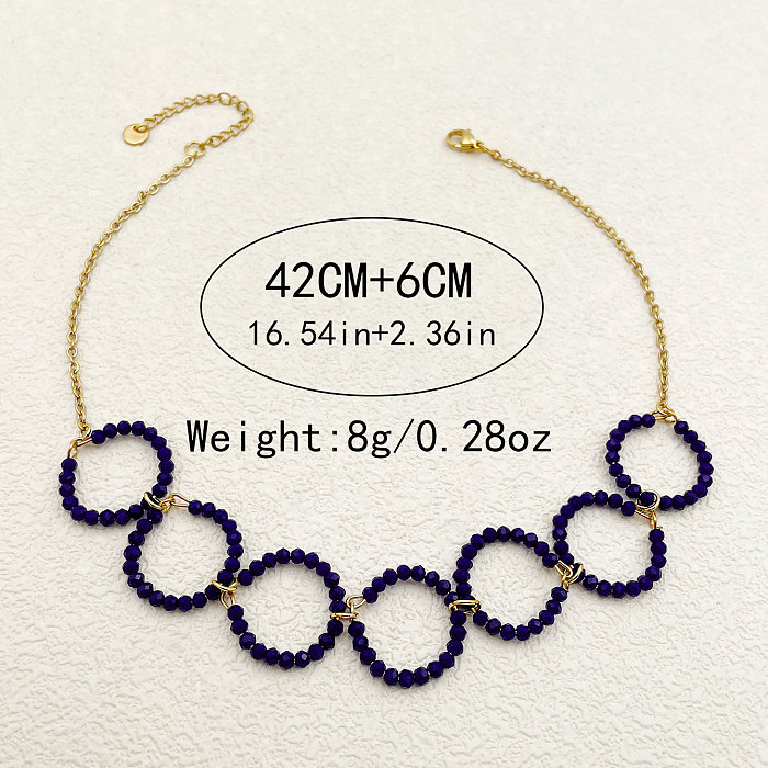 Nordic Style Exaggerated Round Stainless Steel  Crystal Beaded Plating Gold Plated Necklace