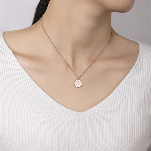 Casual Simple Style Snowflake Stainless Steel  Stainless Steel Polishing Plating Diamond Rose Gold Plated Pendant Necklace