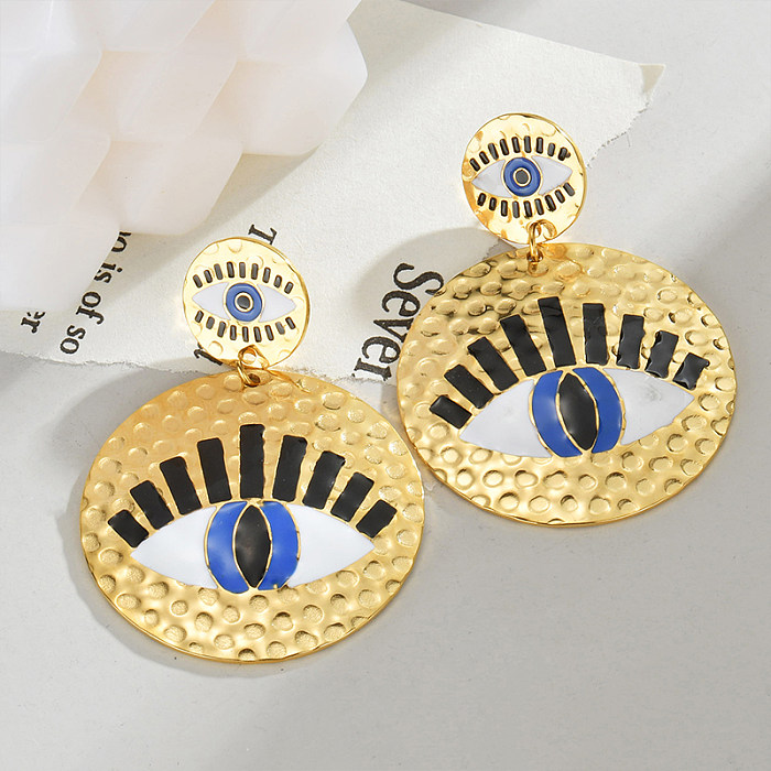 1 Pair Modern Style Eye Plating Stainless Steel  18K Gold Plated Drop Earrings