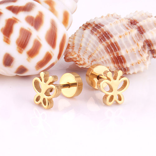 Simple Style Butterfly Stainless Steel  Plating Ear Studs 1 Pair
