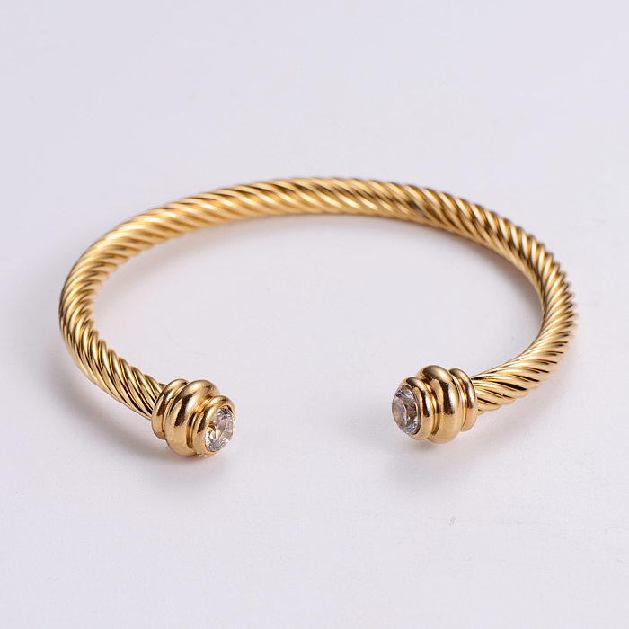 Bracelet en acier au titane géométrique de style simple plaquant des bracelets en acier inoxydable à diamant artificiel