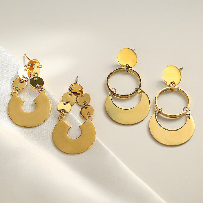 1 Pair Streetwear Geometric Plating Stainless Steel 18K Gold Plated Drop Earrings