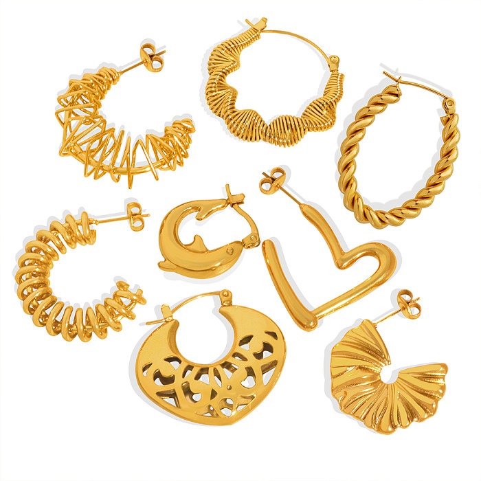 1 Paar Streetwear-Ohrringe im IG-Stil mit geometrischer Beschichtung aus 18 Karat vergoldetem Edelstahl