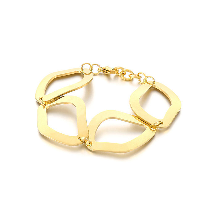 Estilo simples retrato coração forma charme de aço inoxidável chapeamento pulseiras banhadas a ouro 18K