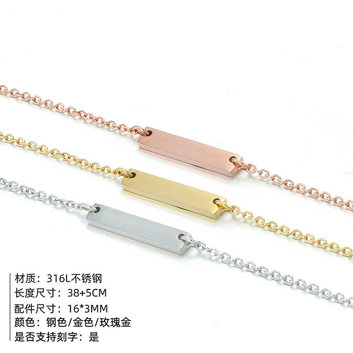 Schmuck Einfache und zarte geometrische rechteckige Anhänger Edelstahl Halskette Halskette Vertrieb Großhandel Schmuck
