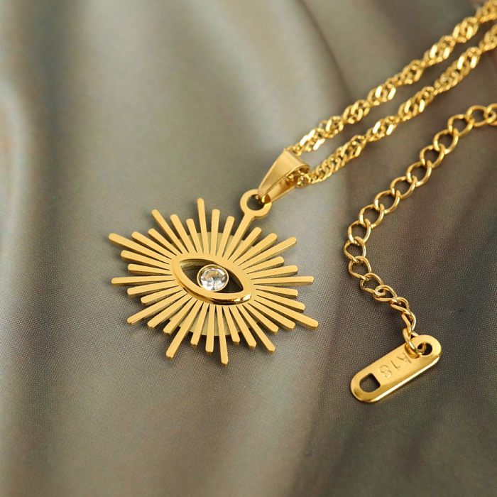 Modern Style Sun Moon Stainless Steel Pendant Necklace In Bulk