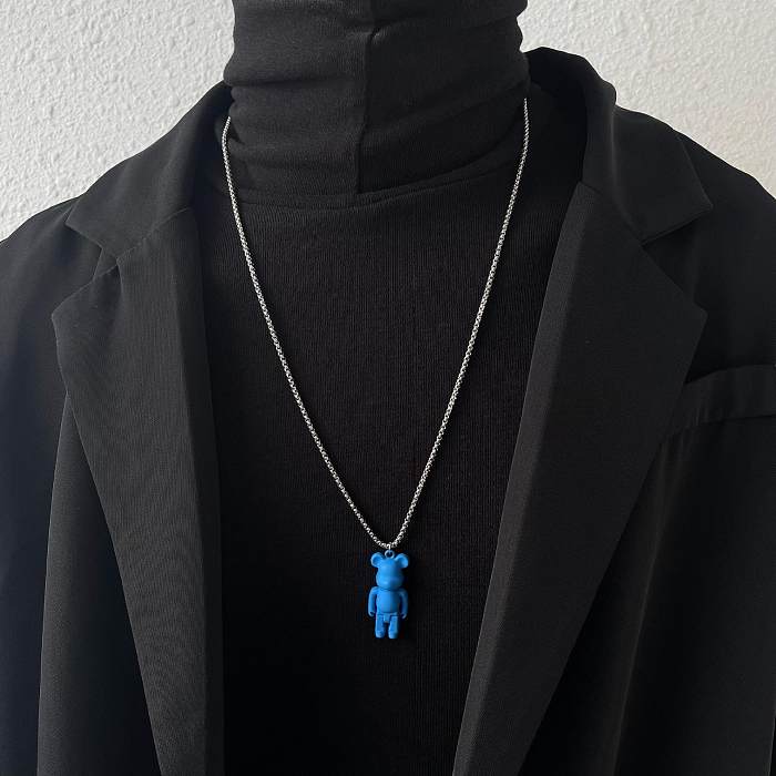 Niedliche Bären-Anhänger-Halskette aus Edelstahl mit Einbrennlack, 1 Stück