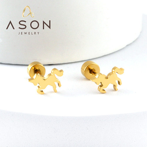 1 Paar schlichte Pferde-Ohrringe mit Edelstahlbeschichtung