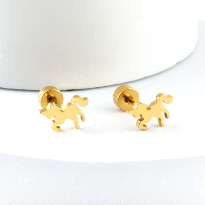 1 Pair Simple Style Horse Stainless Steel  Plating Earrings