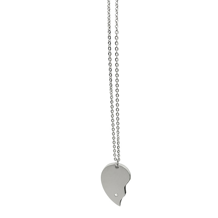 Collier pendentif décontracté romantique en forme de cœur doux en acier inoxydable plaqué or