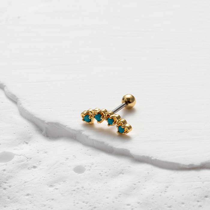 1 pièce de style vintage style français style simple fleur papillon flocon de neige incrustation en acier inoxydable zircon plaqué or 18 carats boucles d'oreilles cartilage