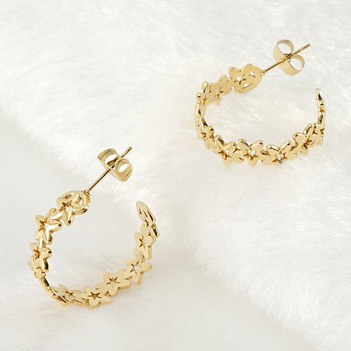 Fashion Star Stainless Steel  Ear Studs Gold Plated Stainless Steel  Earrings