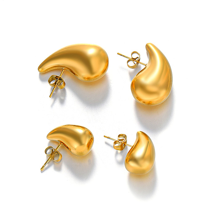 1 paire de clous d'oreilles en acier inoxydable plaqué or 18 carats, Style Simple, placage géométrique