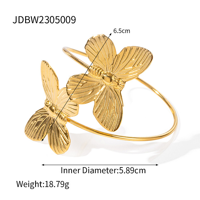 Elegant Lady Geometric Flower Stainless Steel 18K Gold Plated Bangle In Bulk