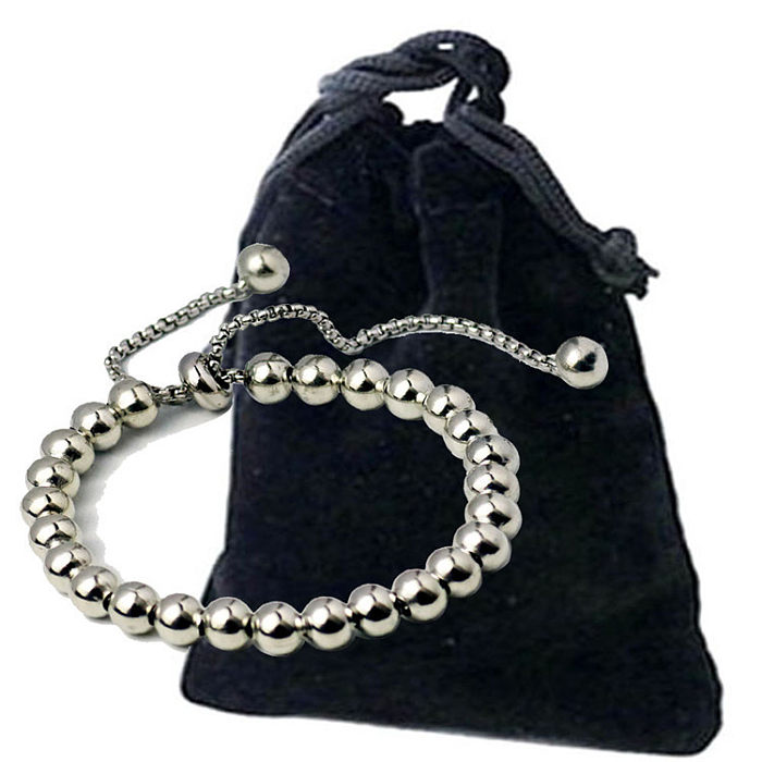 Pulsera de bola de acero inoxidable de 8 mm, pulsera de cadena de perlas retráctil DIY, venta al por mayor