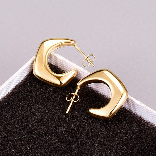 French Stainless Steel C-Shaped Irregular Tide Stud Earrings