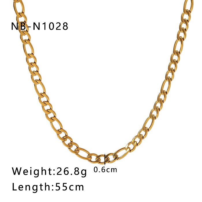 Hip-Hop Vintage Style Simple Style Solid Color Stainless Steel  Plating Braid 18K Gold Plated Necklace
