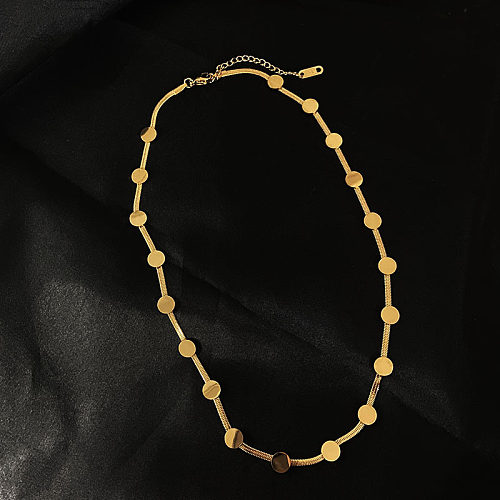 Simple Style Round Stainless Steel Plating Necklace