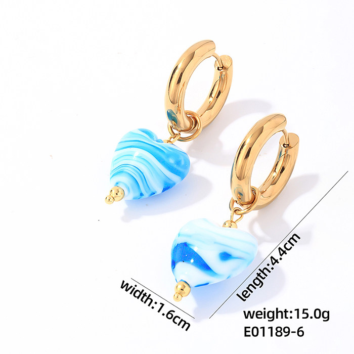 1 Paar lässige, schlichte, herzförmige, vergoldete Ohrhänger aus Edelstahl