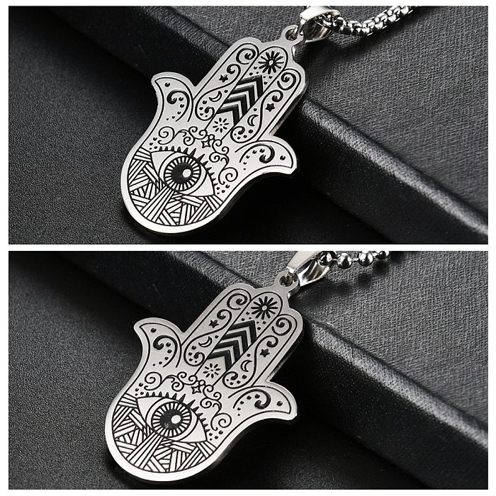 Hip-Hop Eye Symbol Stainless Steel  Carving Pendant Necklace 1 Piece