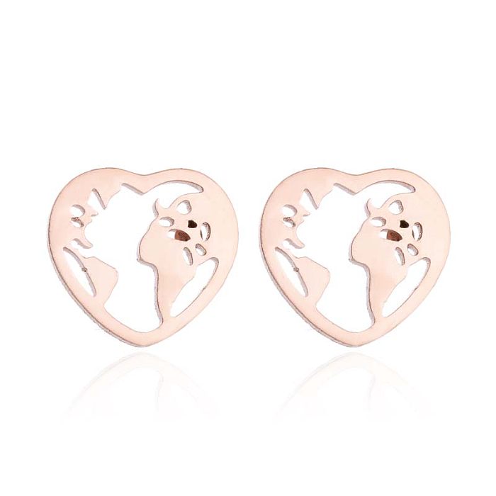 1 par de pinos de orelha banhados a ouro 18K, estilo simples, formato de coração, polimento irregular