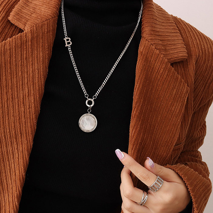 Long Fashion Black White Double-sided Pendant Sweater Chain  New Jewelry