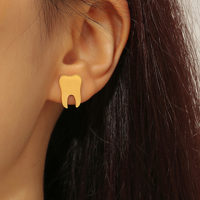 1 Pair INS Style Simple Style Teeth Stainless Steel Polishing Plating 18K Gold Plated Ear Studs