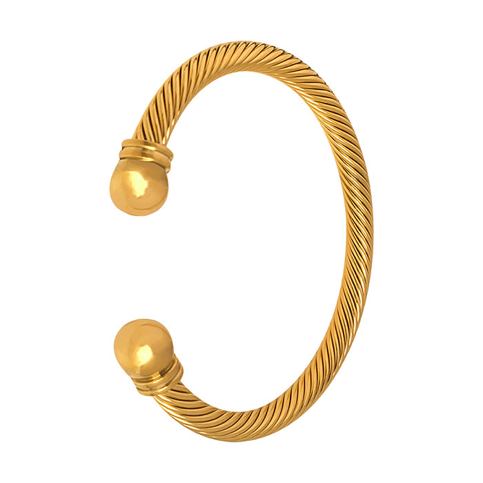 O ouro simples do chapeamento de aço 18K do titânio da cor sólida do estilo chapeou o cabo torcido Bracele