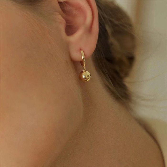 1 paire de boucles d'oreilles pendantes en acier inoxydable plaqué or 18 carats, Style Simple, couleur unie