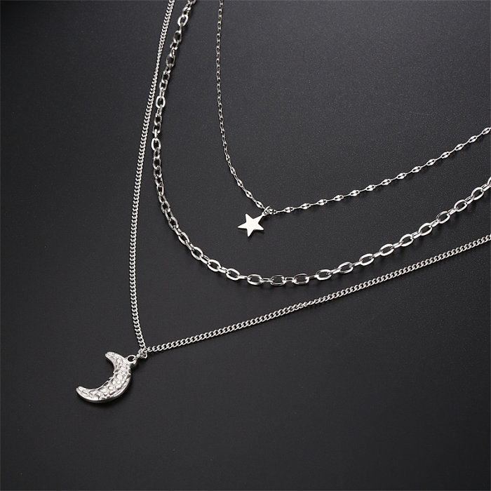 Casual Simple Style Classic Style Star Moon Stainless Steel  Stainless Steel Polishing Plating Gold Plated Necklace