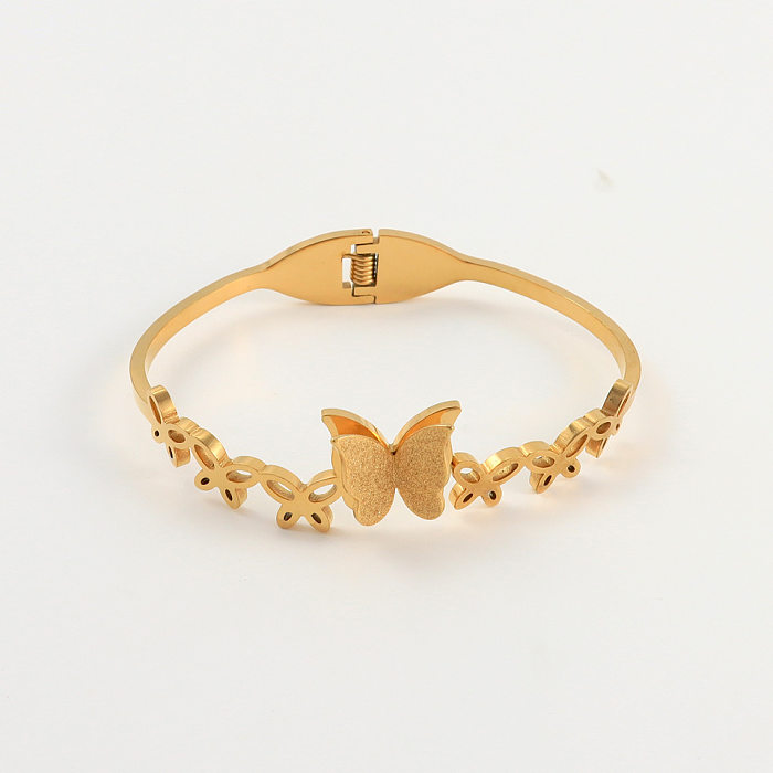 IG Style Sweet Butterfly Titanium Steel Plating Shell Bangle