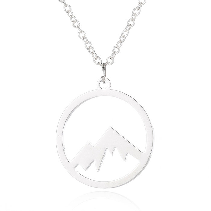 Collier pendentif en acier inoxydable de montagne à la mode, 1 pièce