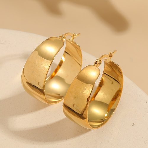 1 Pair Elegant Luxurious Solid Color Asymmetrical Stainless Steel Earrings