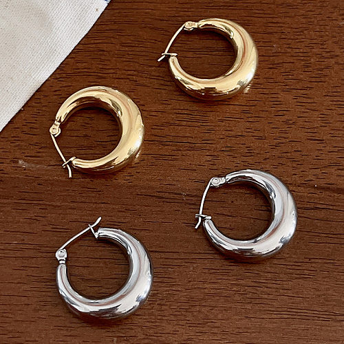1 Pair Fashion Geometric Stainless Steel Hoop Earrings