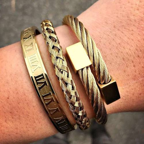 Fashion Solid Color Stainless Steel Plating Bangle 1 Set