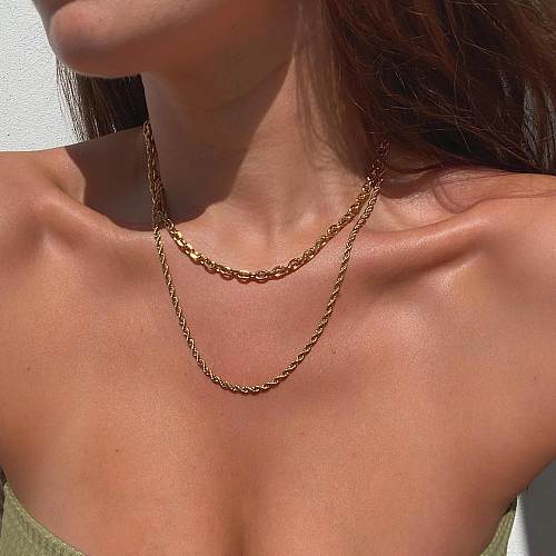 INS Style Geometric Stainless Steel Plating Necklace