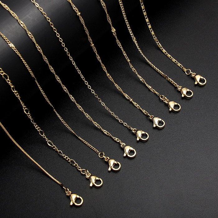 Simple Style Solid Color Stainless Steel  Gold Plated Necklace