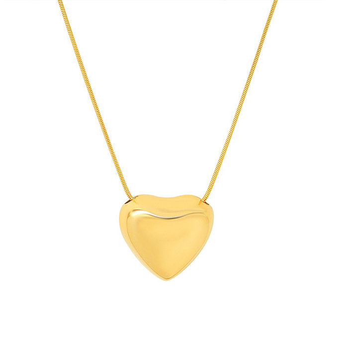Marka European And American Ins Ornament Simple Heart-Shaped Heart Love Heart Pendant Necklace Stainless Steel 18K Golden Clavicle Chain P059