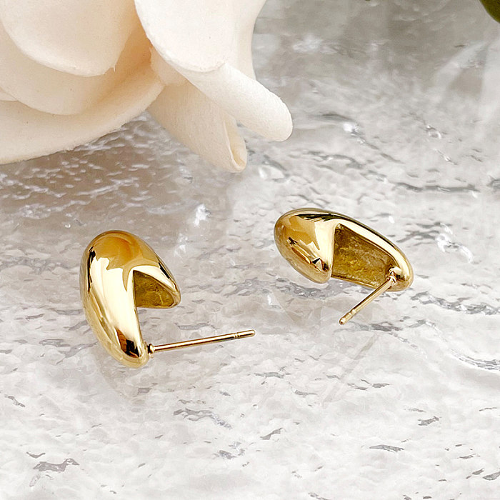 1 Pair Casual Simple Style Commute Solid Color Plating Stainless Steel  Gold Plated Ear Studs