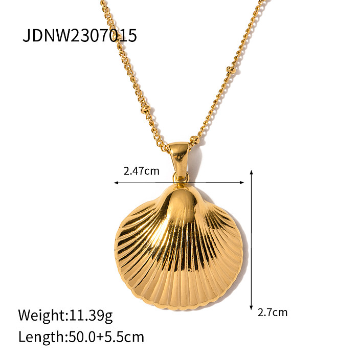 IG Style Shell Stainless Steel  Plating 18K Gold Plated Pendant Necklace
