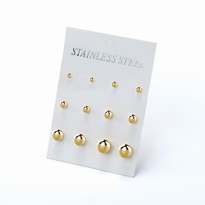 Fashion Round Stainless Steel Metal Ear Studs 1 Pair