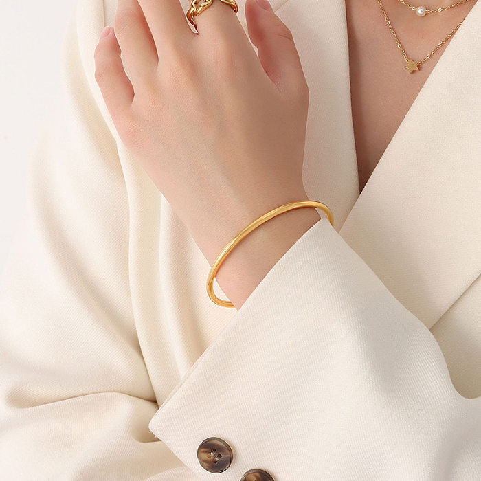 Marka francês quente popular ins pulseira de abertura simples redonda pulseira simples aço inoxidável 18k pulseira de ouro z119